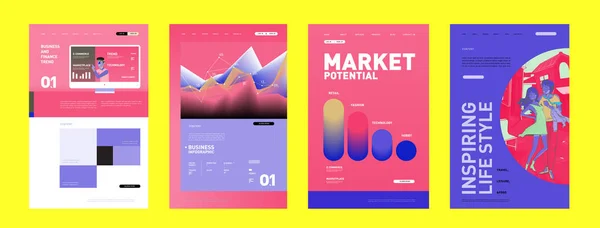 Apresentação Modelo Design Layout Interface Site Ilustração Negócios Finanças Marketing — Vetor de Stock