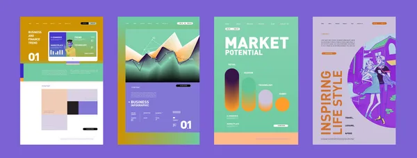 Plantilla Diseño Presentación Diseño Interfaz Sitio Web Ilustración Negocios Finanzas — Vector de stock