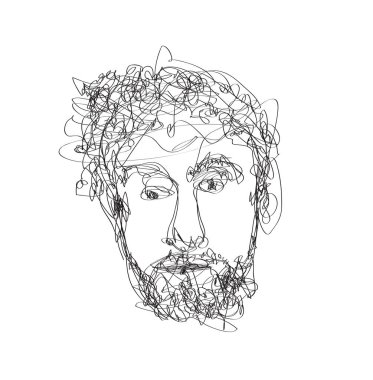 Doodle Çizim illüstrasyon frustation erkeklerin çizgi sanat tarzı ile yüz 