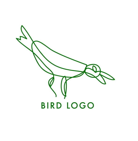 Linea Disegno Uccello Logo Arte Semplice Minimalista — Vettoriale Stock