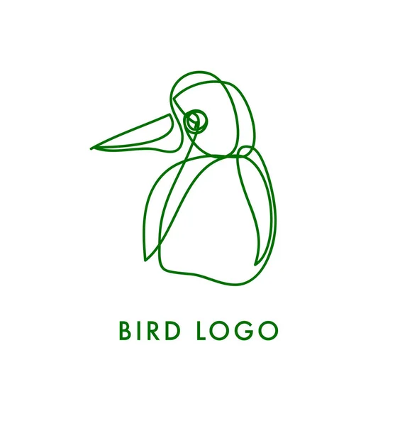 Linea Disegno Uccello Logo Arte Semplice Minimalista — Vettoriale Stock