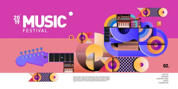 Design Ilustração Festival Música Para Festa Evento Ilustração Vetorial Colagem — Vetor de Stock
