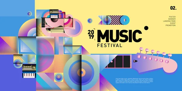 Festival Musique Illustration Design Party Event Illustration Vectorielle Collage Musique — Image vectorielle