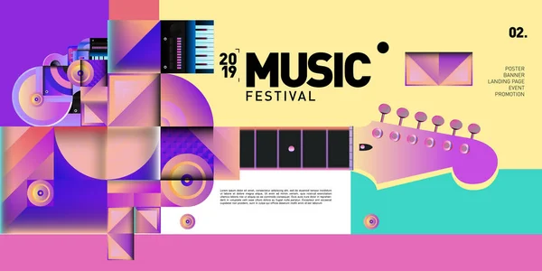 Festiwal Muzyczny Ilustracja Projekt Impreza Wydarzenie Wektor Ilustracja Kolaż Muzyki — Wektor stockowy