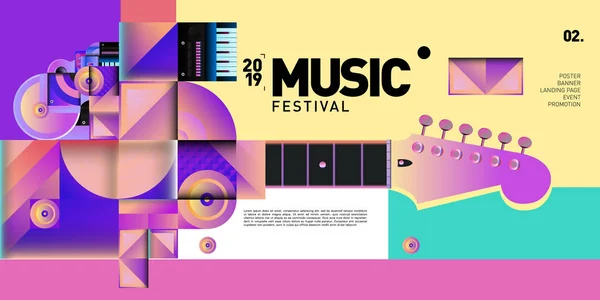 Illustrationsdesign Des Musikfestivals Für Party Und Event Vektor Illustration Collage — Stockvektor