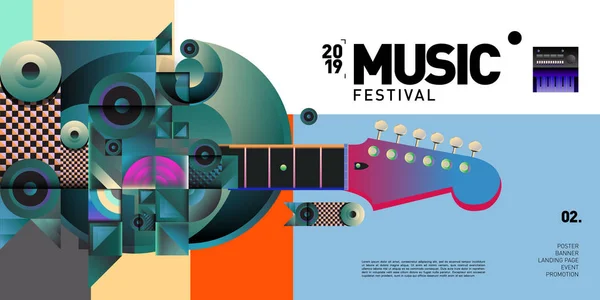 Festival Música Diseño Ilustración Para Fiesta Evento Collage Ilustración Vectorial — Archivo Imágenes Vectoriales