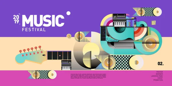 パーティーやイベントのための音楽祭イラストデザイン 背景と壁紙のための音楽のベクトルイラストコラージュ — ストックベクタ