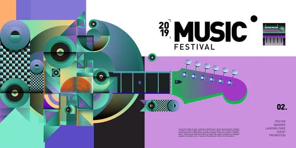 Festival Música Diseño Ilustración Para Fiesta Evento Collage Ilustración Vectorial — Vector de stock