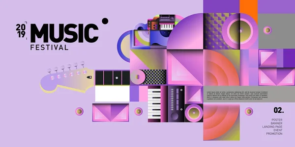 Festival Música Diseño Ilustración Para Fiesta Evento Collage Ilustración Vectorial — Vector de stock