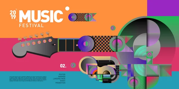 Parti ve Etkinlik için Müzik Festivali İllüstrasyon Tasarımı. Arka Plan ve Duvar Kağıdı için Müzik Vektör İllüstrasyon Kolaj