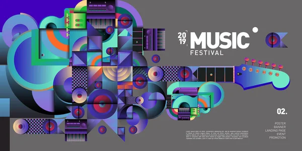 Parti ve Etkinlik için Müzik Festivali İllüstrasyon Tasarımı. Arka Plan ve Duvar Kağıdı için Müzik Vektör İllüstrasyon Kolaj