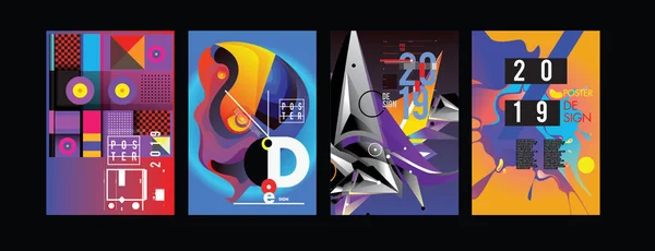 2019 Новий Плакат Шаблон Дизайну Обкладинок Журналу Модний Вектор Типографія — стоковий вектор