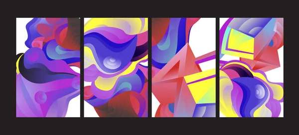 Vector Abstracto Gradiente Colorido Geométrico Curvas Ilustración Fondo Patrón Conjunto — Vector de stock