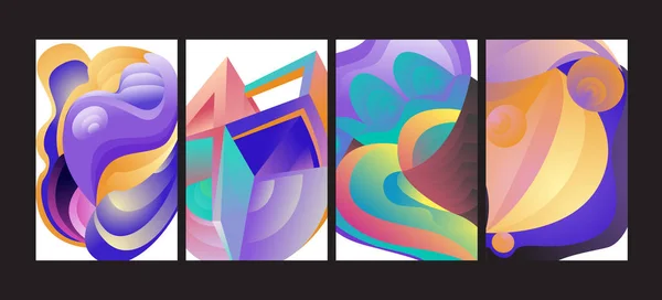 Vectoriel Abstrait Dégradé Coloré Géométrique Motif Courbe Illustration Fond Ensemble — Image vectorielle