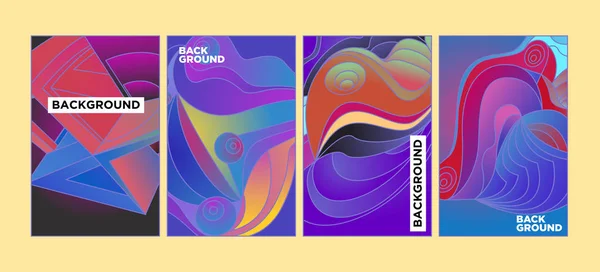 Vector Abstract Colorful Gradient Geometric Curvy Disegno Sfondo Set Techno — Vettoriale Stock