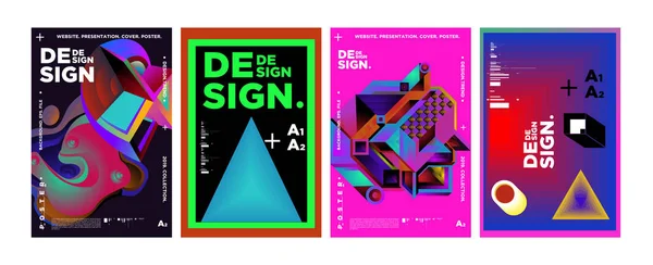 Kapak ve Poster tasarım şablonu dergisi için. Trendy vektör tipografi ve renkli resimde kolaj için kapak ve sayfa düzeni tasarım şablonu