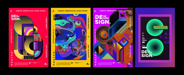 Dekking Poster Ontwerpsjabloon Voor Magazine Trendy Vector Typografie Kleurrijke Afbeelding — Stockvector