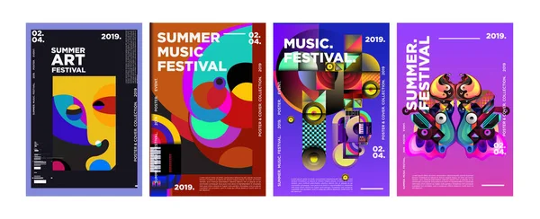 Sommer Farbenfrohes Kunst Und Musikfestival Poster Und Cover Vorlage Für — Stockvektor