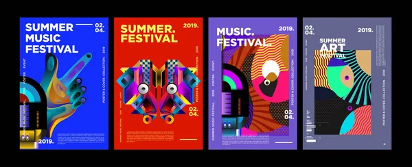 Summer Colorful Art Music Festival Poster Cover Template Event Magazine — Stock Vector