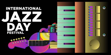 Vektör renkli uluslararası caz gün poster ve başlık sayfası