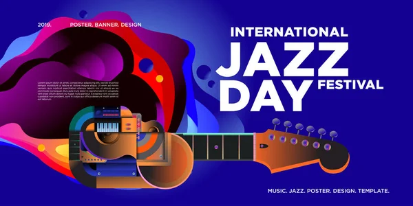 Affiche Bannière Journée Internationale Jazz Colorée Vectorielle — Image vectorielle