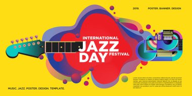 Vektör renkli uluslararası caz gün poster ve başlık sayfası