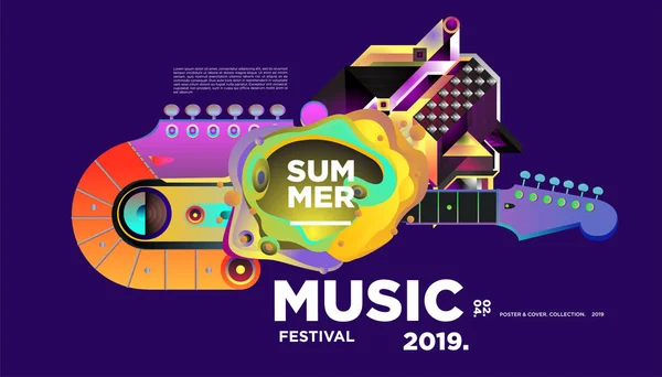 Summer Colorful Art Music Festival Banner Modello Copertina Eventi Riviste — Vettoriale Stock