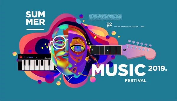 Buntes Kunst Und Musikfestival Banner Und Cover Vorlage Für Event — Stockvektor