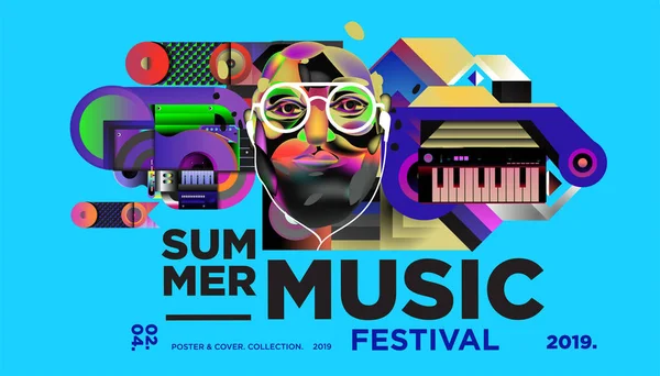 Banner Colorido Festival Arte Música Verão Modelo Capa Para Evento —  Vetores de Stock