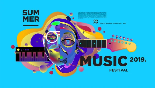 Banner Colorido Festival Arte Música Verão Modelo Capa Para Evento — Vetor de Stock