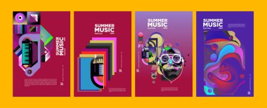 Yaz renkli sanat ve Müzik Festivali afiş ve olay, dergi ve Web Banner için kapak şablonu
