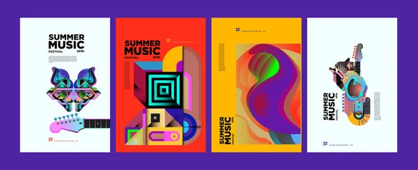 Bannière Modèle Couverture Festival Art Musique Colorés Été Pour Événement — Image vectorielle