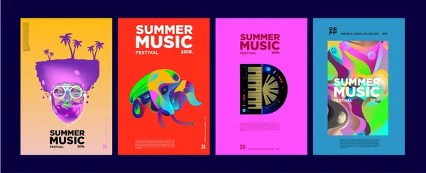Bannière Modèle Couverture Festival Art Musique Colorés Été Pour Événement — Image vectorielle