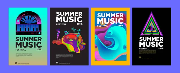 Bannière Modèle Couverture Festival Art Musique Colorés Été Pour Événement — Image vectorielle