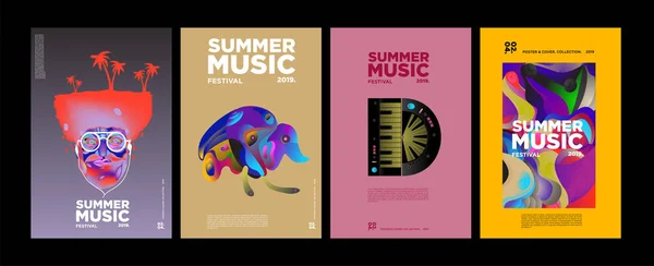 Bannière Modèle Couverture Festival Art Musique Colorés Été Pour Événement — Image vectorielle