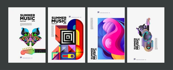 Bannière Modèle Couverture Festival Art Musique Colorés Été Pour Événement — Image vectorielle