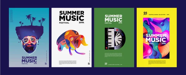 Yaz renkli sanat ve Müzik Festivali afiş ve olay, dergi ve Web Banner için kapak şablonu