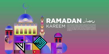 Vektör renkli Ramazan İslam tebrik kartı ve afiş
