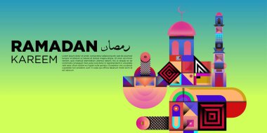 Vektör renkli Ramazan İslam tebrik kartı ve afiş