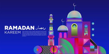 Vektör renkli Ramazan İslam tebrik kartı ve afiş