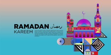 Vektör renkli Ramazan İslam tebrik kartı ve afiş