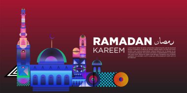Vektör renkli Ramazan İslam tebrik kartı ve afiş