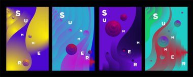 Vektör soyut renkli gradyan sıvı ve dalga yaz arka plan afiş ve poster için