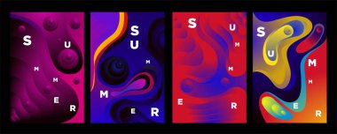 Vektör soyut renkli gradyan sıvı ve dalga yaz arka plan afiş ve poster için