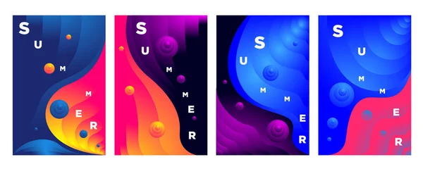 ベクトル抽象的なカラフルなグラデーション流体と夏の背景バナーやポスターのための波 — ストックベクタ