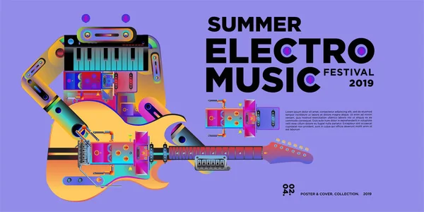 Wektor Lato Electro Muzyka Festiwal Banner Layout Szablon Projektu — Wektor stockowy