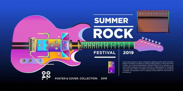 Vector Ilustración Rock Música Festival Guitarra Para Pancarta Póster — Vector de stock