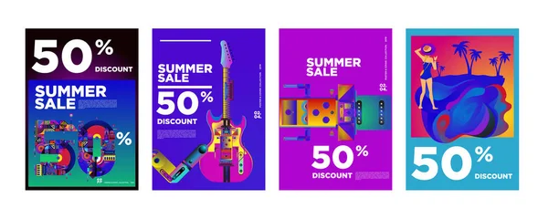 矢量夏季销售 折扣海报设计模板时尚 和旅游 — 图库矢量图片