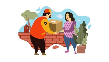 Kapı vektör illüstrasyon için teslimat parsel   