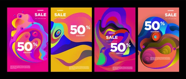 Vector Summer Sale Discount Fluid Colorful Background Summer Banner Website — Stock Vector